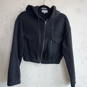 Bōhme black cropped hooded full zip. Size M.